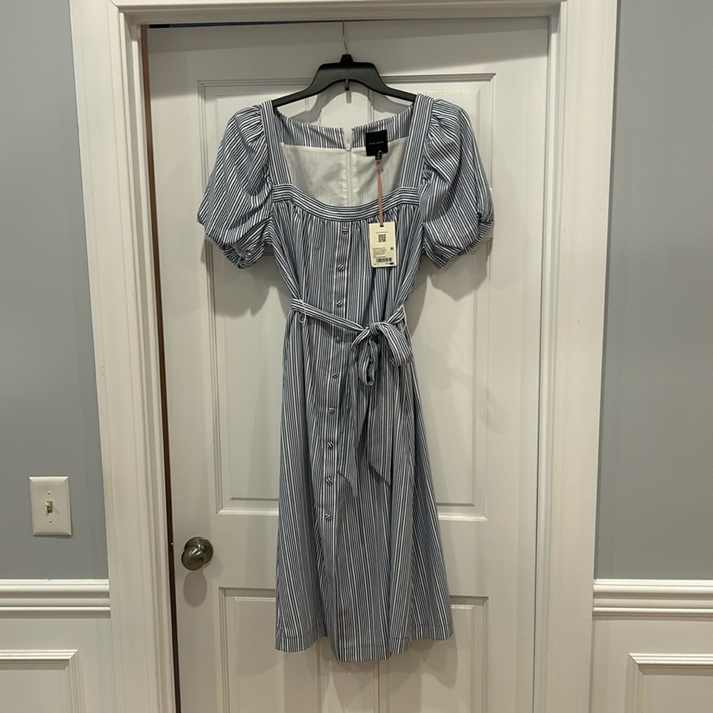 Alex Marie Blue/White Pinstripe Dress